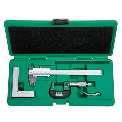 Juego De Medición Calibrador 150 mm Micrómetro 25 mm Escuadra 100 x 70 mm Regla 150 mm Insize